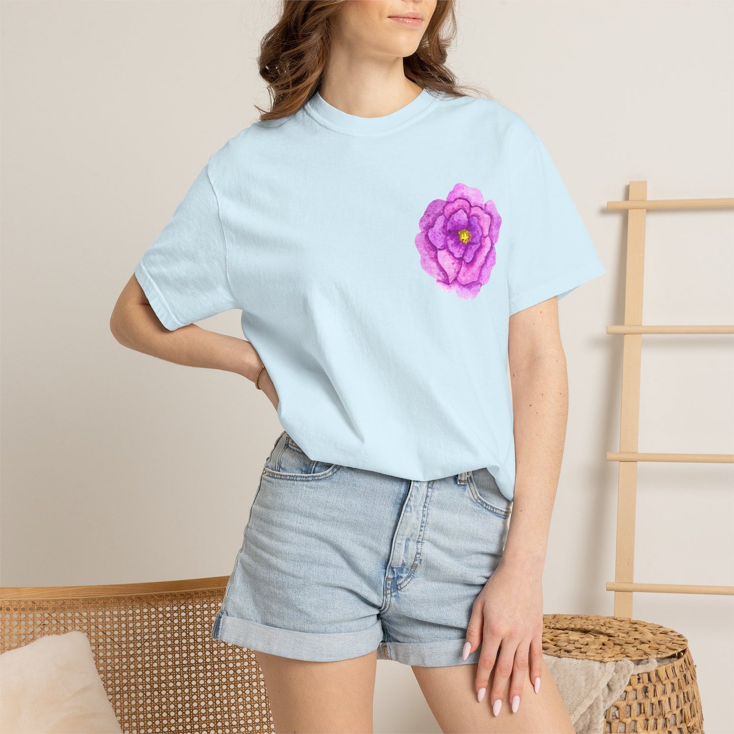 Floral Watercolor Chest Rose T-Shirt