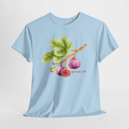 Fig Branch T‑Shirt — Botanical Fig Illustration Tee with Scripture (Genesis 1:29)