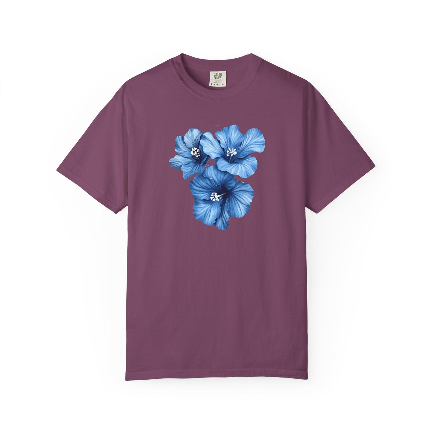Blue Hibiscus Floral T-Shirt — Watercolor Flower Graphic Tee