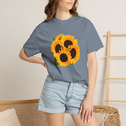 Sunflower Trio T-Shirt — Bright Floral Graphic Tee