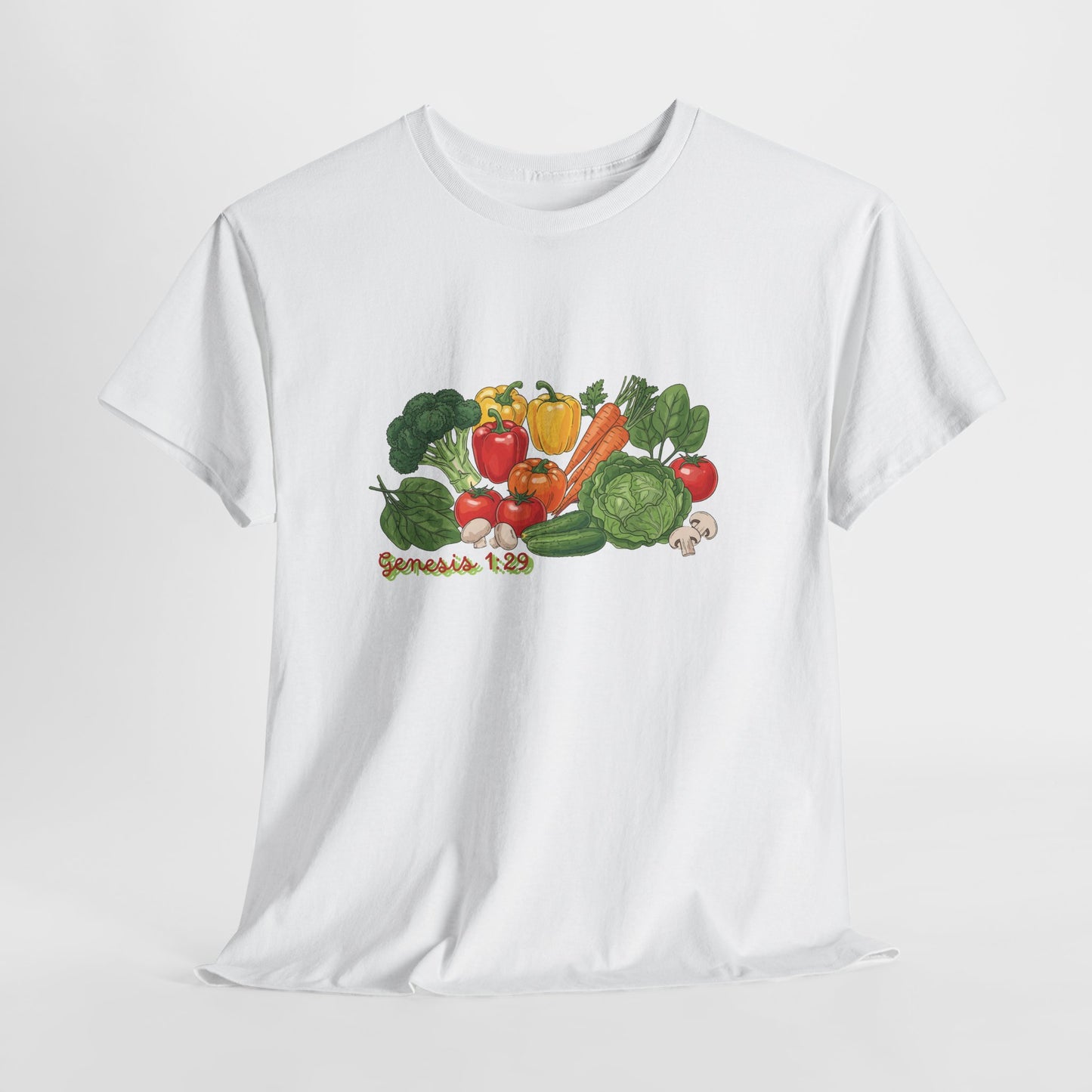 Vegetable Garden Tee — Fresh Veggies Illustration with "Genesis 1:29"
