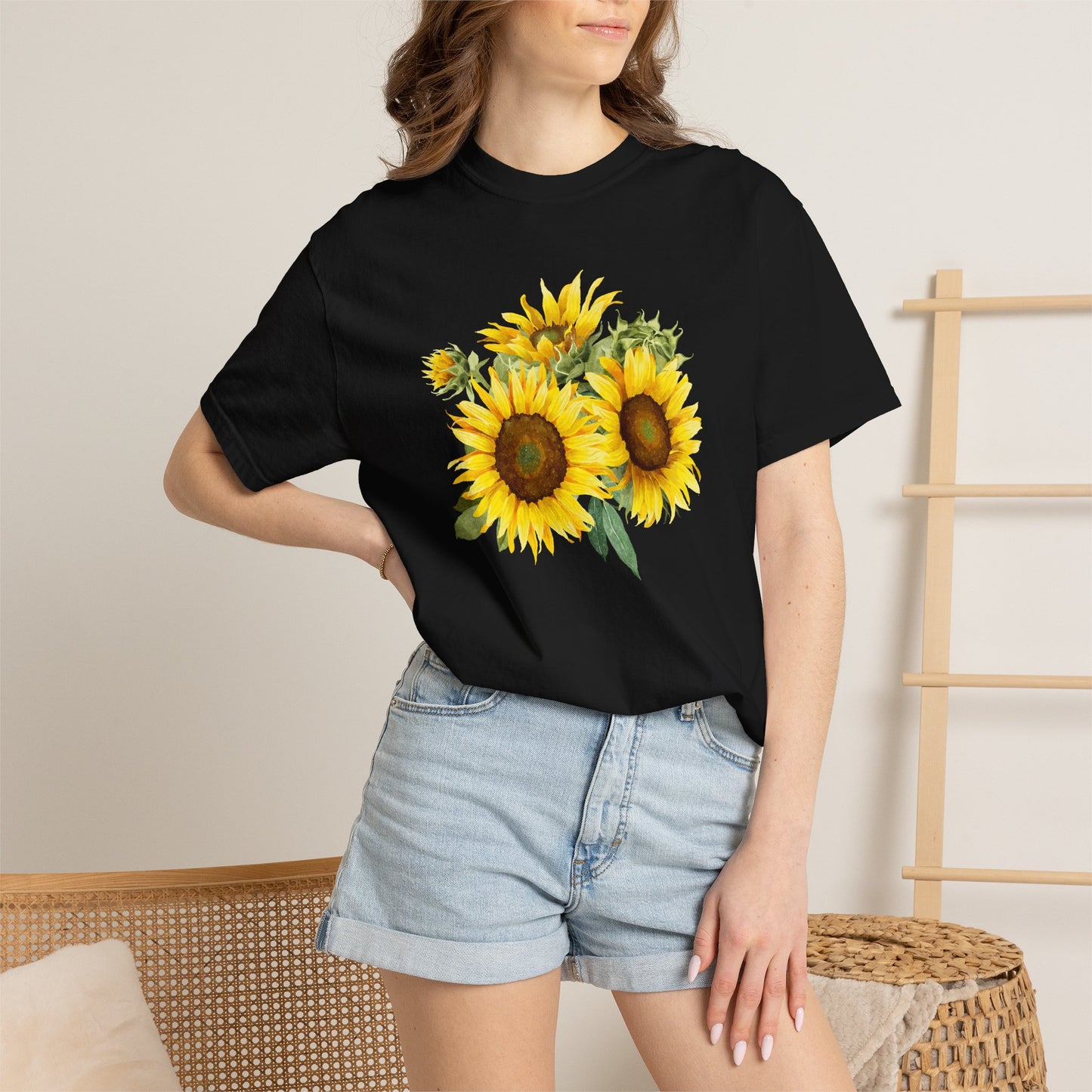 Sunflower Floral T-Shirt — Vintage Yellow Sunflower Graphic Tee