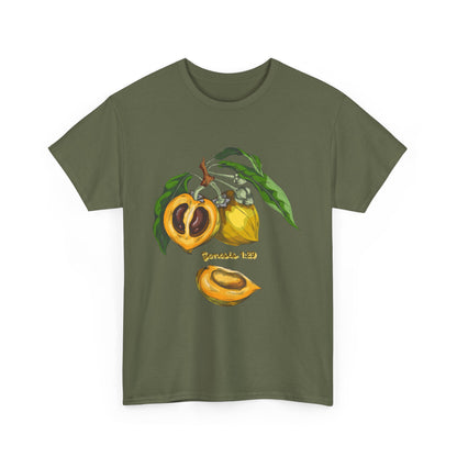Apricot Illustration T-Shirt — Botanical Fruit Graphic Tee Genesis 1:29