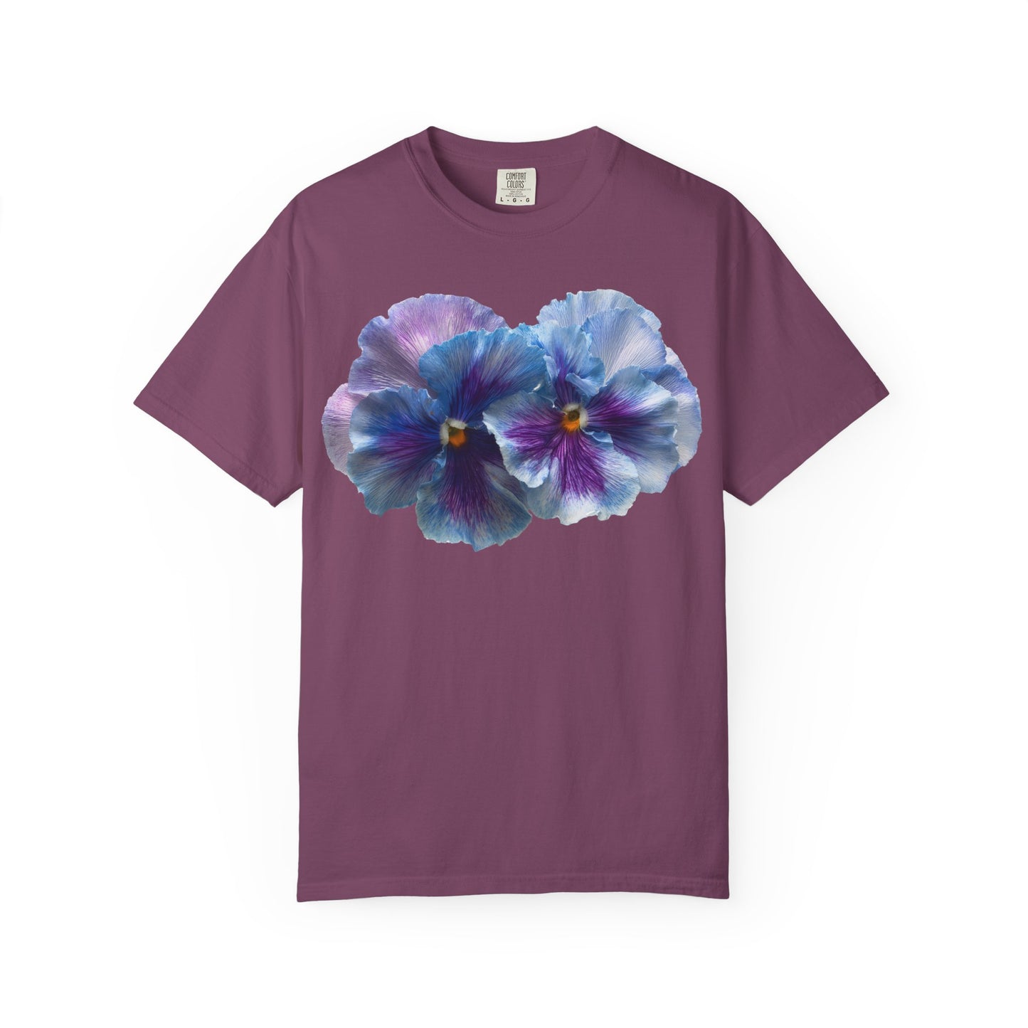 Pansy Watercolor T-Shirt — Purple Blue Floral Graphic Tee