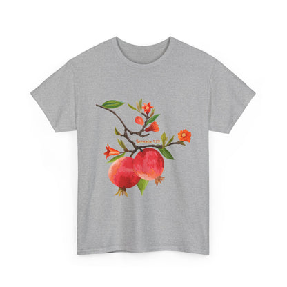 Pomegranate Bloom T-Shirt — Botanical Fruit Watercolor Tee