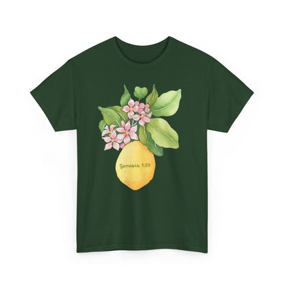 Lemon Blossom T-Shirt — Genesis 1:29 Floral Faith Tee
