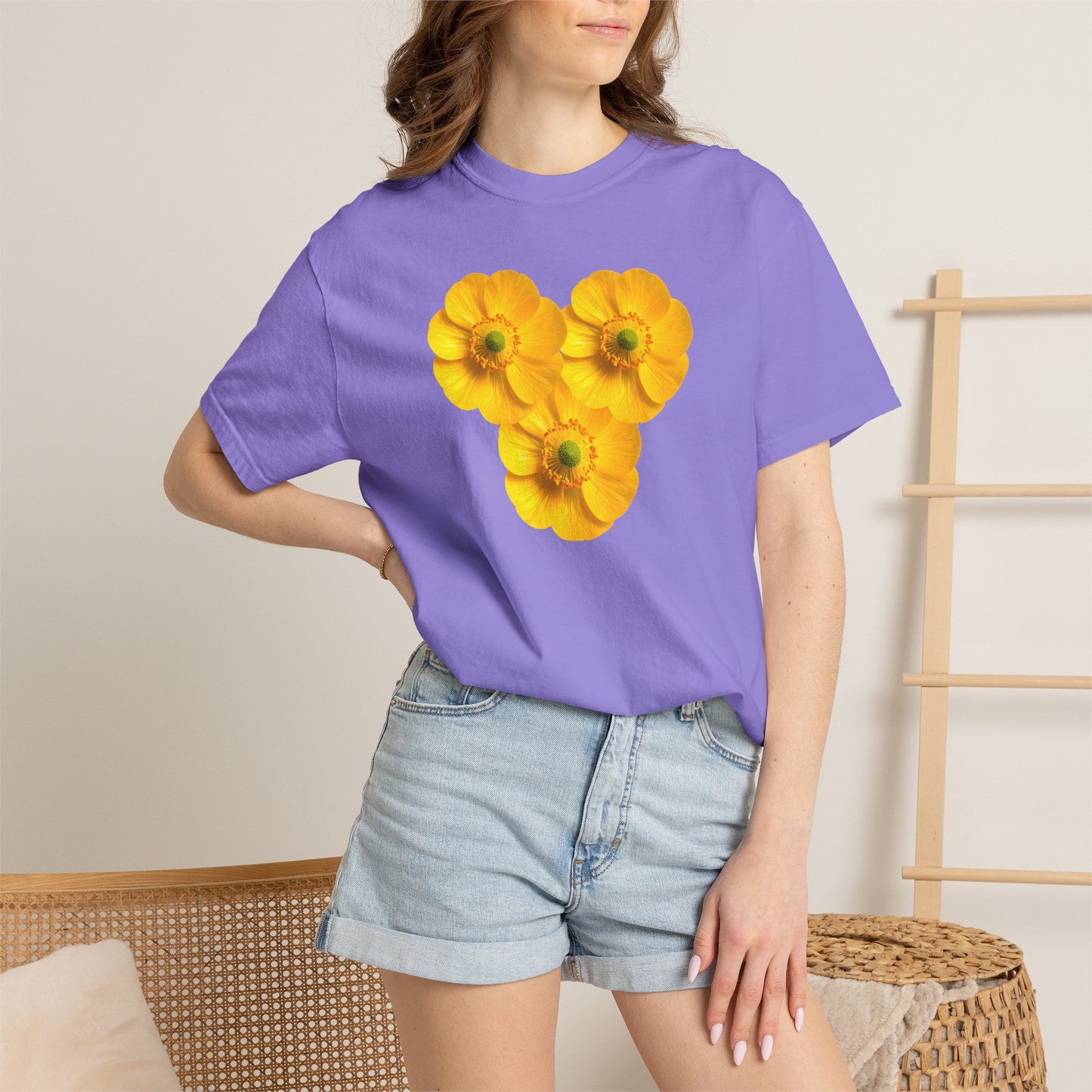 Yellow Floral Heart T-Shirt
