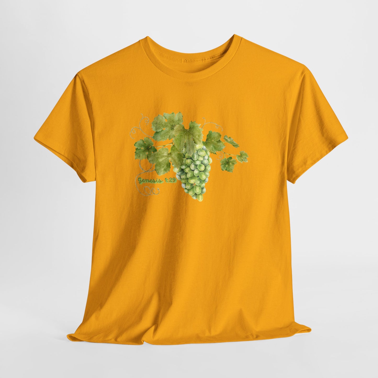 Genesis 1:29 Grapevine Watercolor T-Shirt — Green Grape Vines Tee