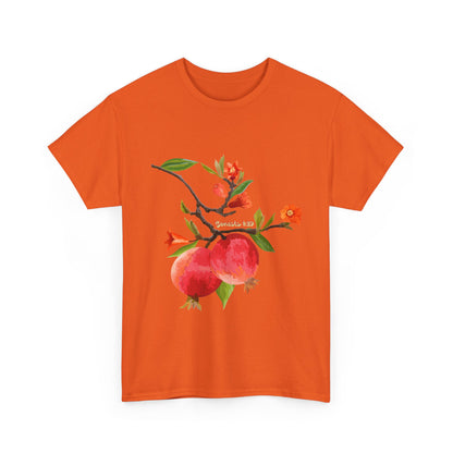 Pomegranate Bloom T-Shirt — Botanical Fruit Watercolor Tee