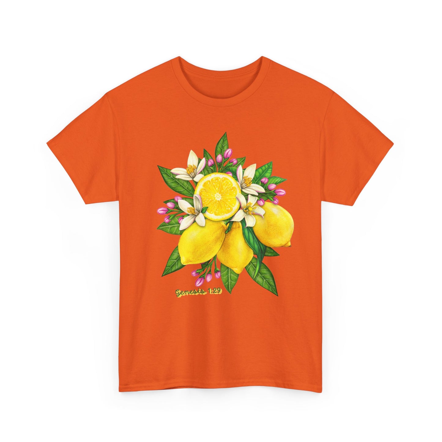 Lemon Blossom Tee — Botanical Citrus Graphic T‑Shirt (Genesis 1:29)