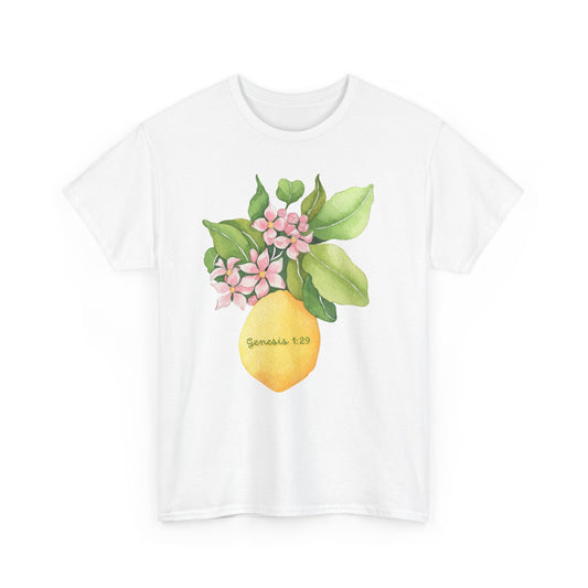 Lemon Blossom T-Shirt — Genesis 1:29 Floral Faith Tee