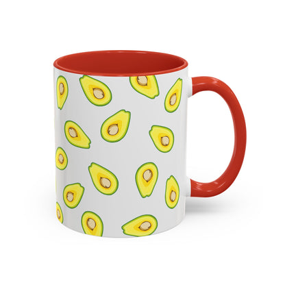 Avocado Pattern Coffee Mug — Cute Avocado Print Accent Mug (11/15oz)