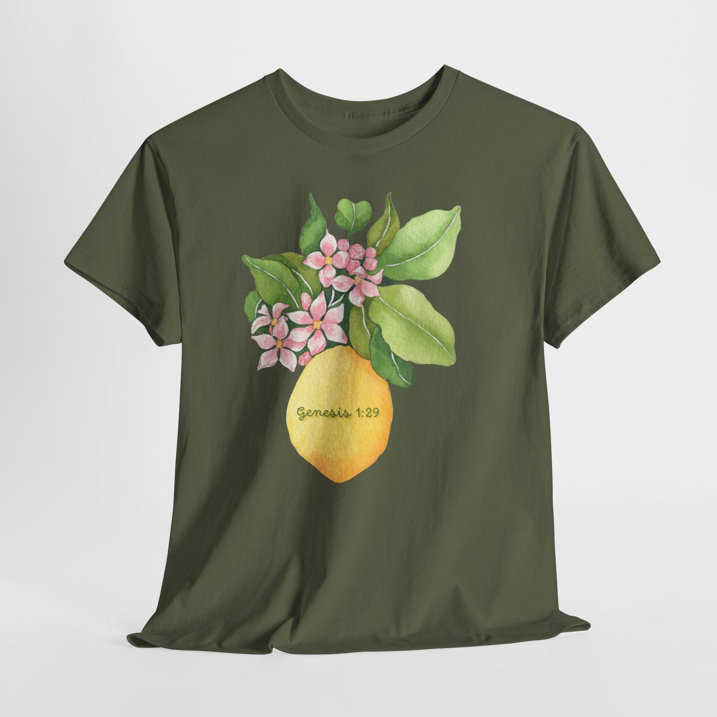 Lemon Blossom T-Shirt — Genesis 1:29 Floral Faith Tee