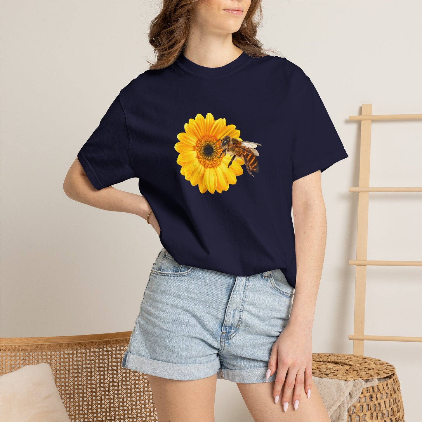 Sunflower & Bee T-Shirt — Floral Nature Graphic Tee