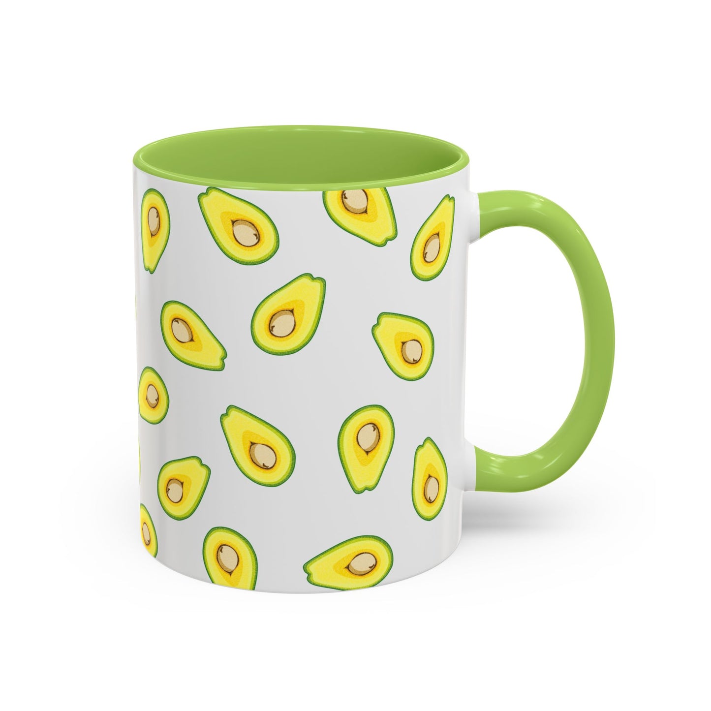 Avocado Pattern Coffee Mug — Cute Avocado Print Accent Mug (11/15oz)