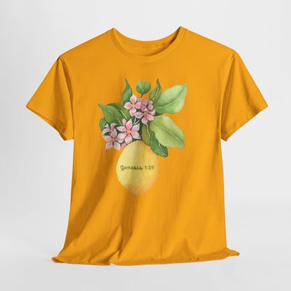 Lemon Blossom T-Shirt — Genesis 1:29 Floral Faith Tee