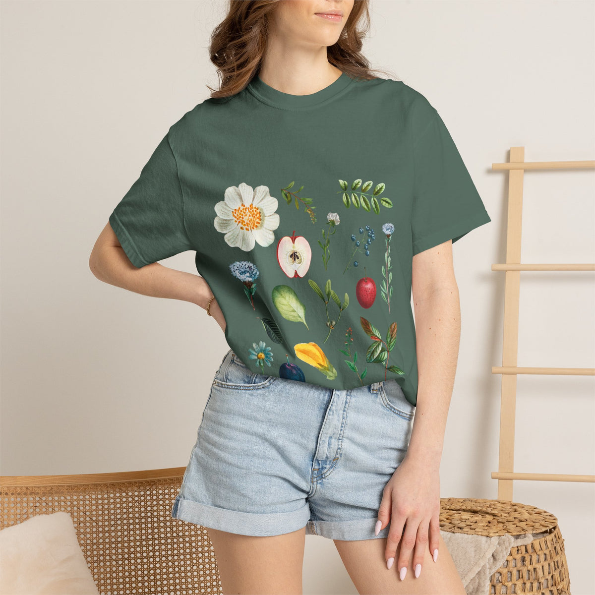 Floral Fruits Botanical Tee — Jeremiah 1:9 Scripture Garden T-Shirt