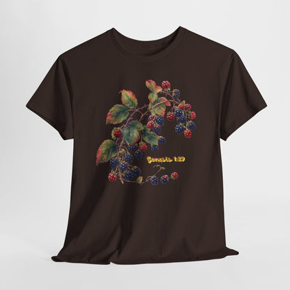 Blackberry Branch T-Shirt — Botanical Berry Illustration with "Genesis 1:29"