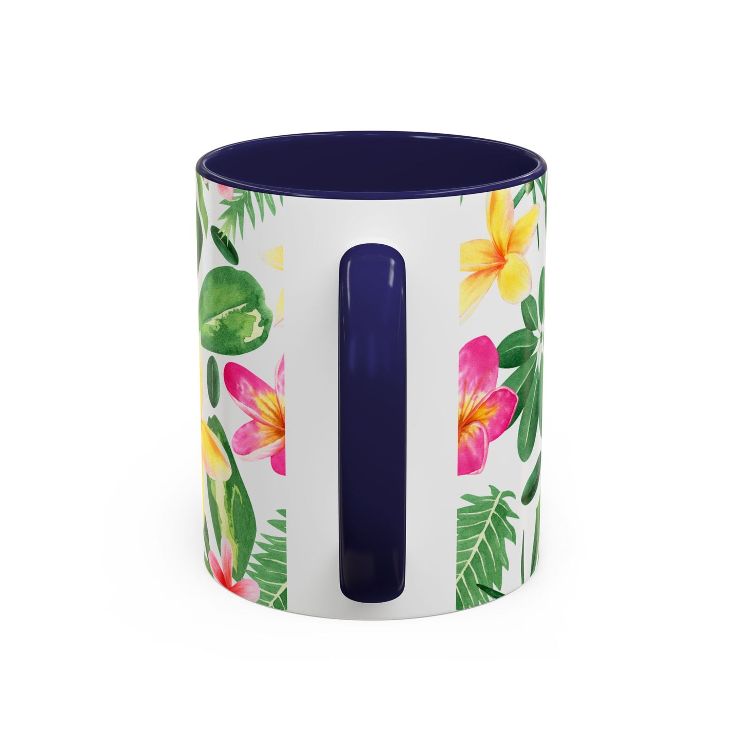 Tropical Floral Coffee Mug — Plumeria & Palm Accent Mug (11/15oz)