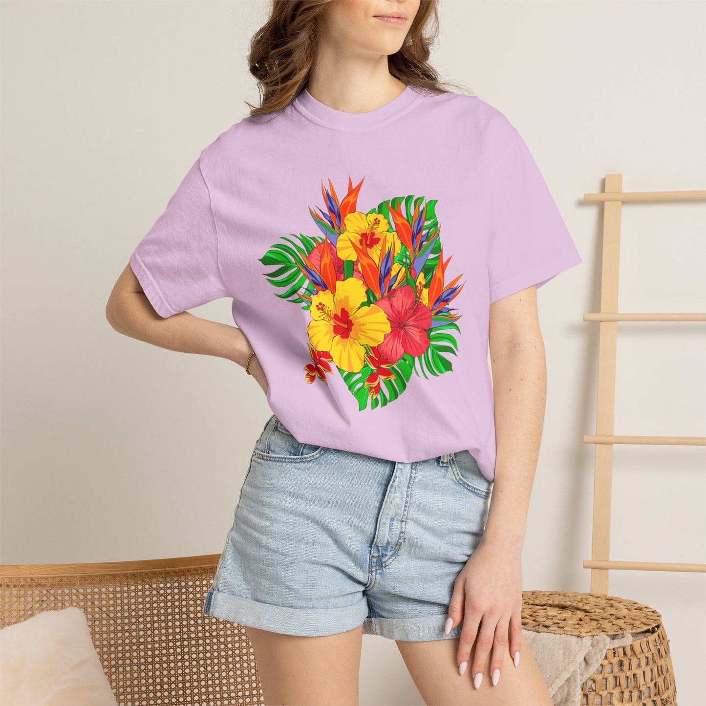 Tropical Hibiscus Floral T-Shirt