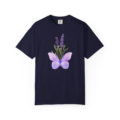 Lavender Butterfly T-Shirt — Watercolor Floral Tee