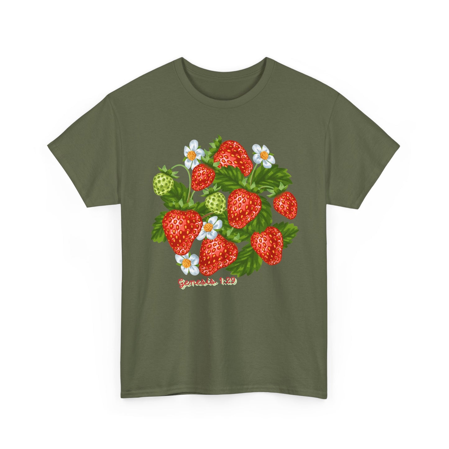 Strawberry Cluster Tee — Vintage Botanical Fruit Graphic (Genesis 1:29)