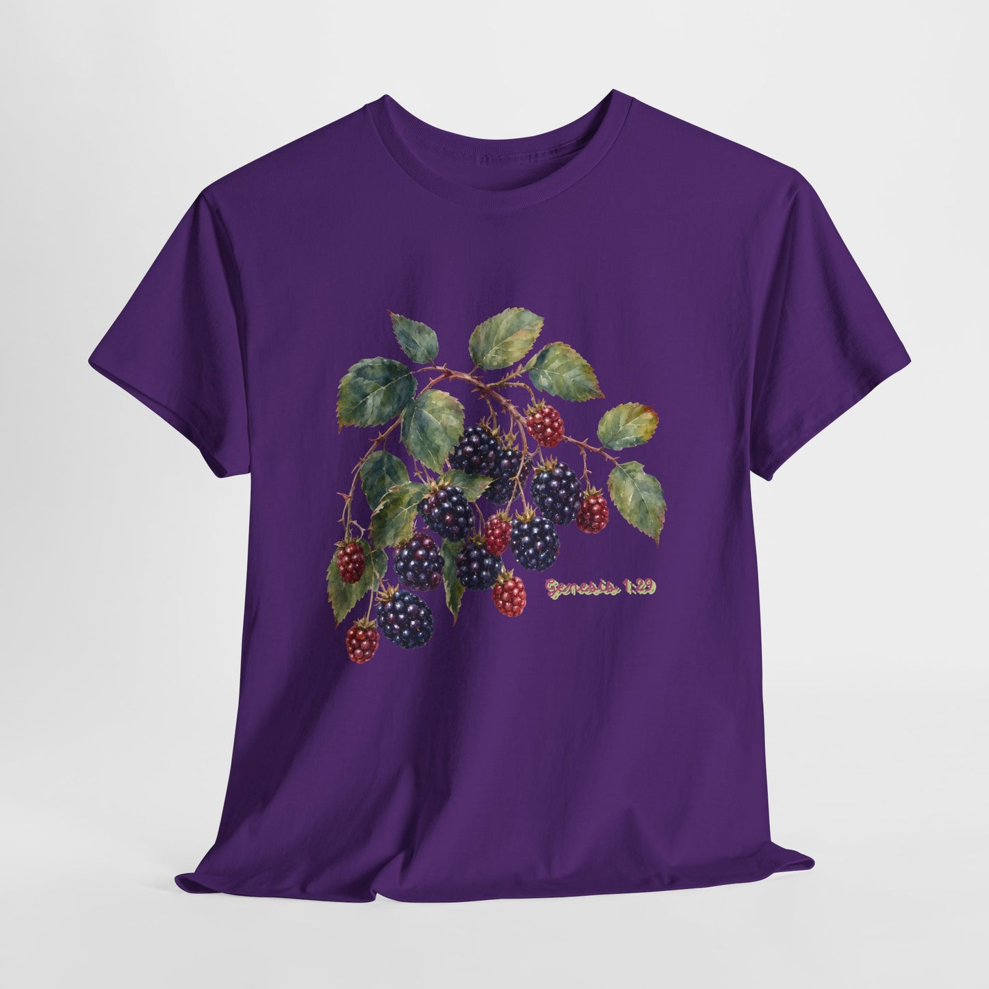 T-Shirt — Vintage Blackberry Branch Illustration Tee (Genesis 1:29)