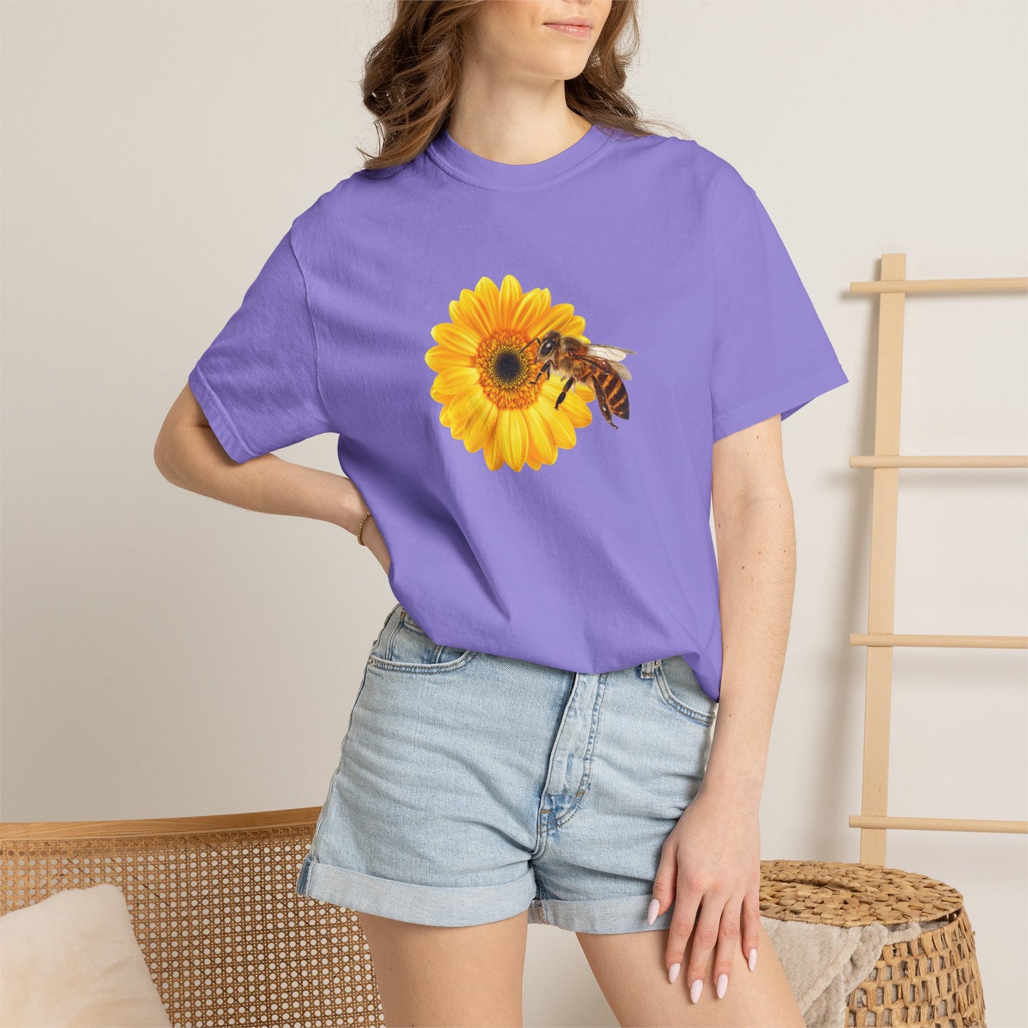 Sunflower & Bee T-Shirt — Floral Nature Graphic Tee