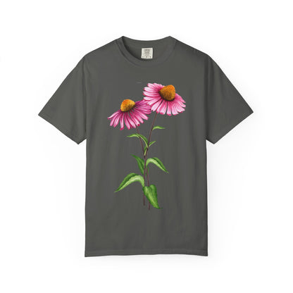 Floral Coneflower T-Shirt — Pink Echinacea Botanical Tee