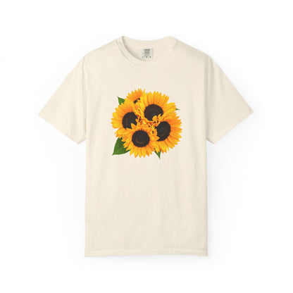 Sunflower Trio T-Shirt — Bright Floral Graphic Tee