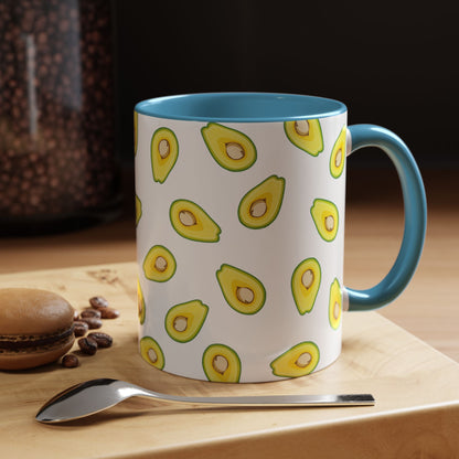 Avocado Pattern Coffee Mug — Cute Avocado Print Accent Mug (11/15oz)