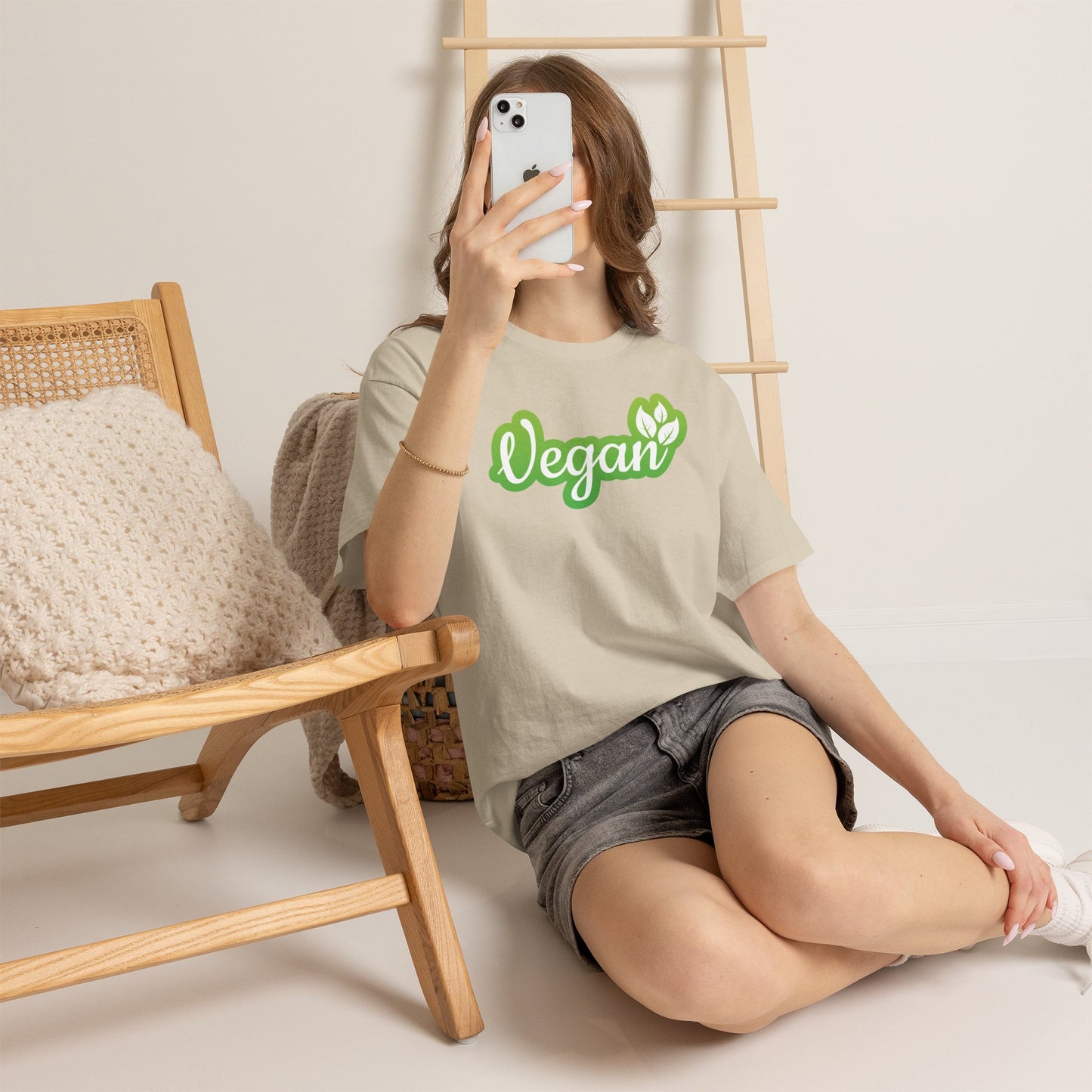 Vegan Script Tee — Green Leaf Eco-Friendly T-Shirt