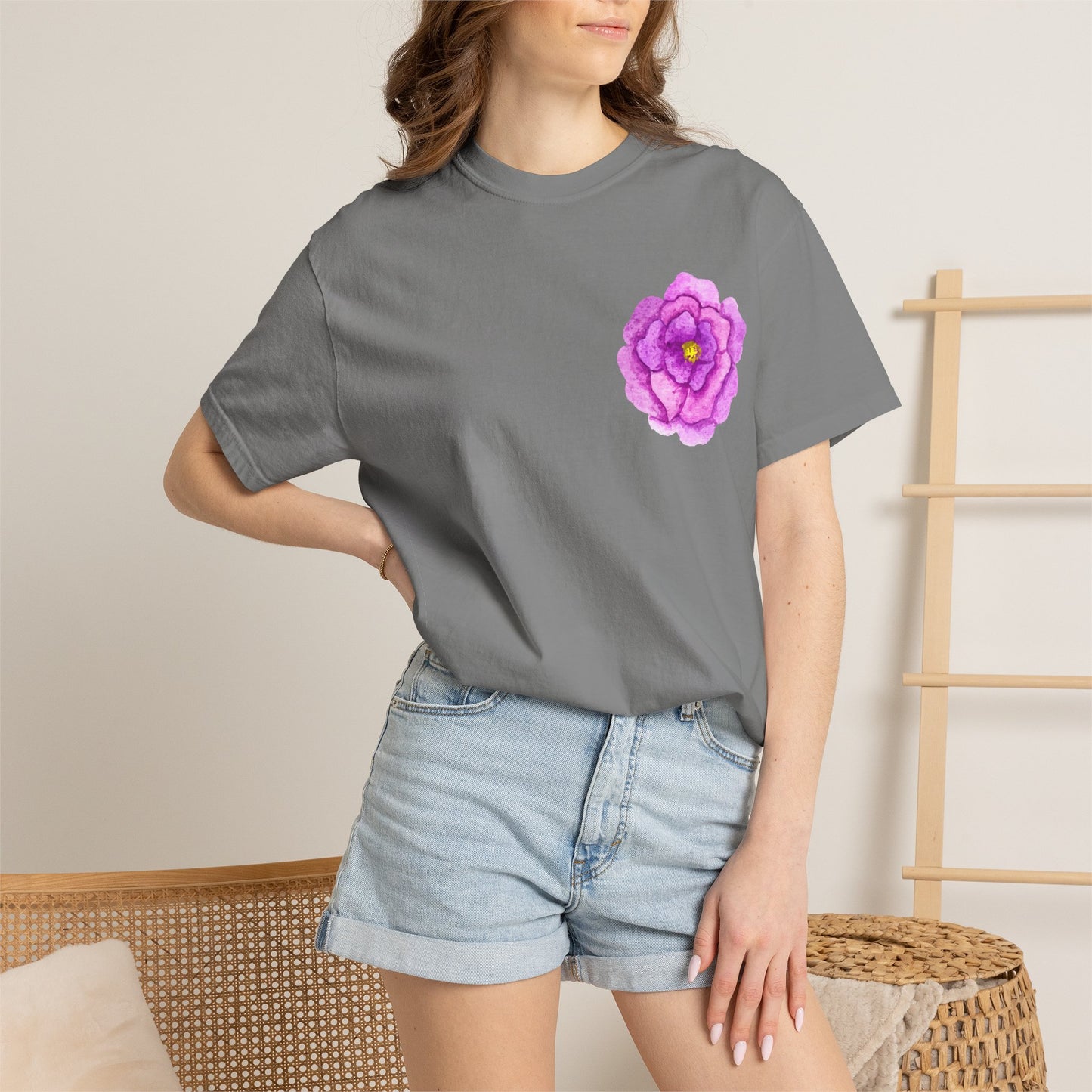 Floral Watercolor Chest Rose T-Shirt