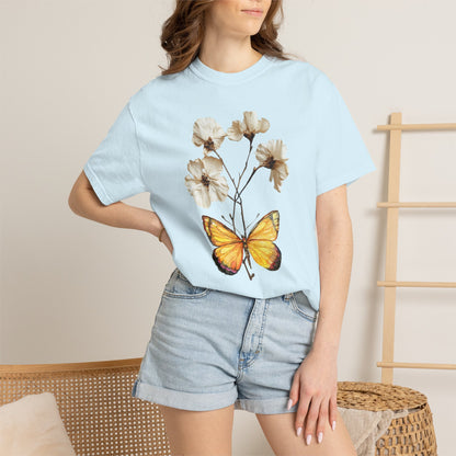 Butterfly & Dried Flowers Graphic T-Shirt — Vintage Botanical Tee