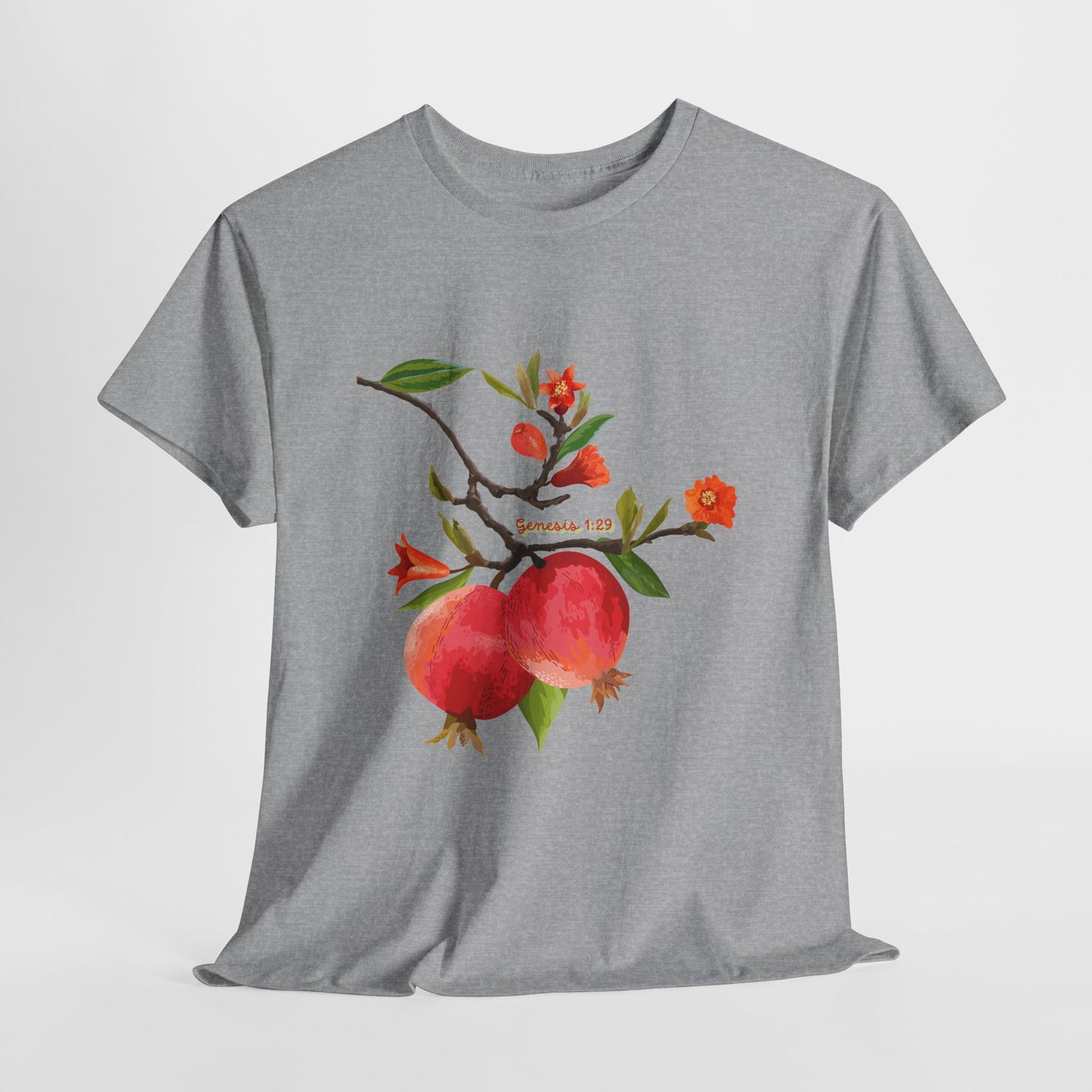 Pomegranate Bloom T-Shirt — Botanical Fruit Watercolor Tee