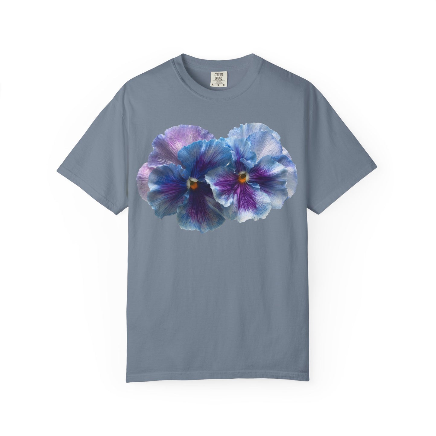 Pansy Watercolor T-Shirt — Purple Blue Floral Graphic Tee