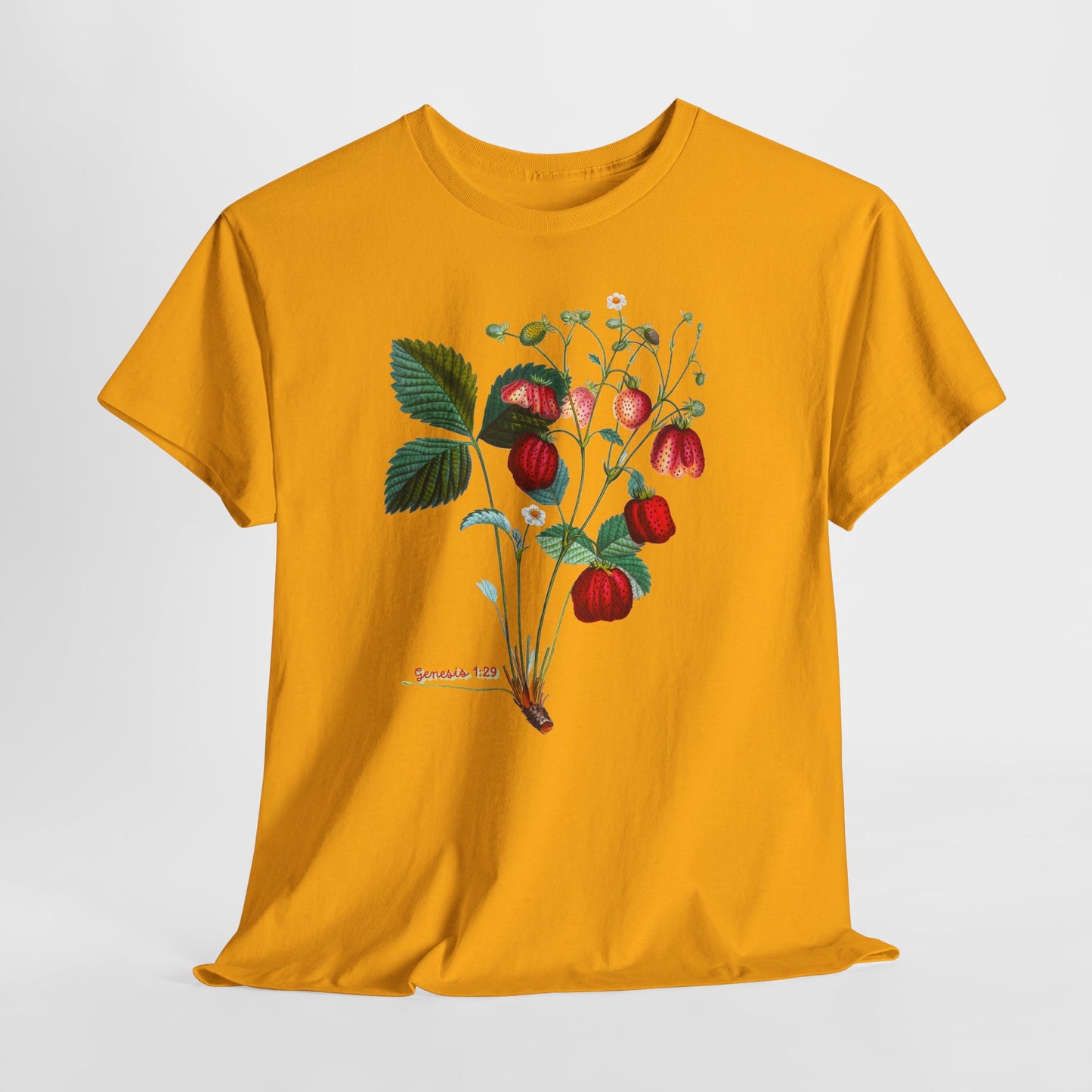 Strawberry Botanical Tee — Vintage Fruit Illustration T-Shirt Genesis 1:29