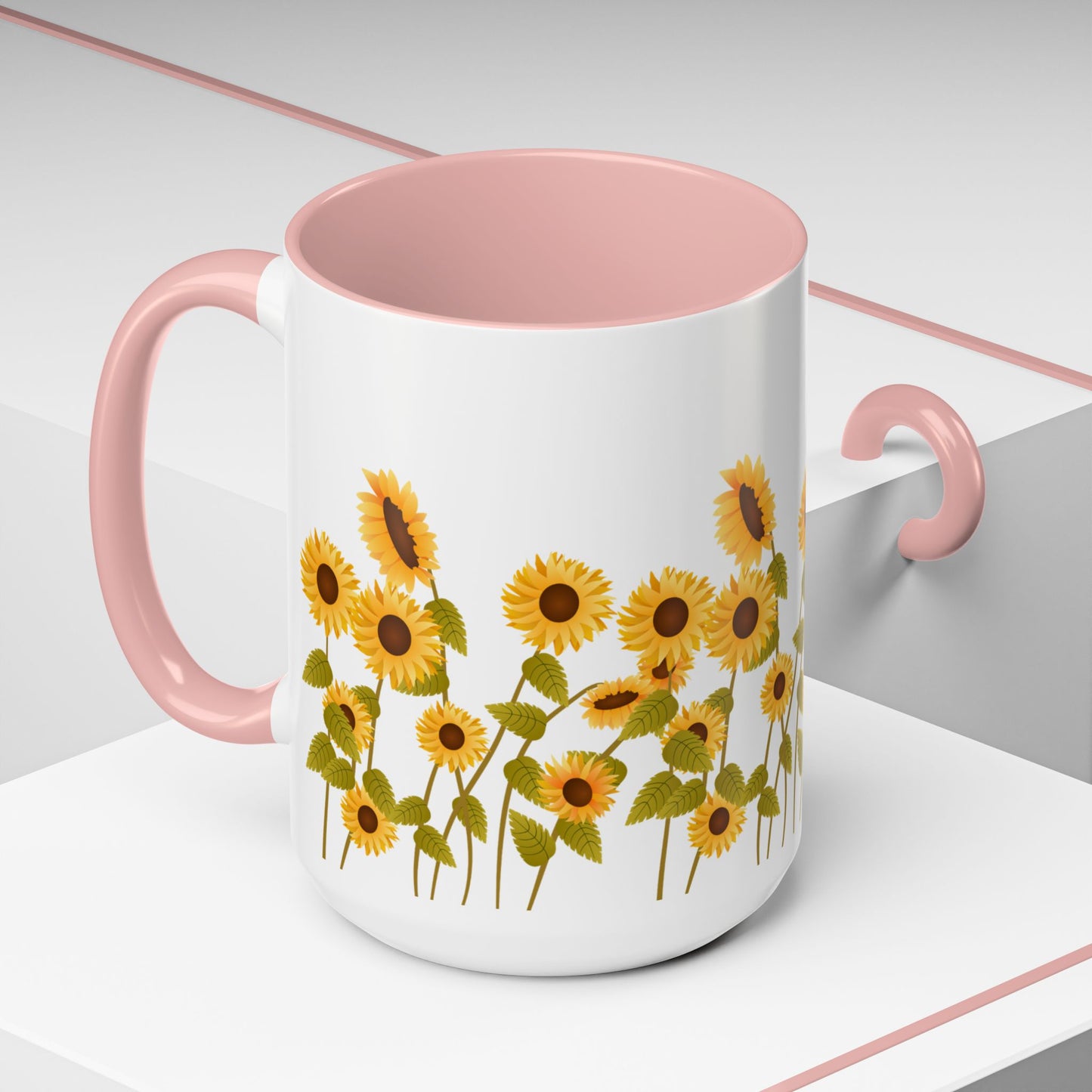 Sunflower Field Accent Tea Mug – Bright Floral 11/15oz Ceramic