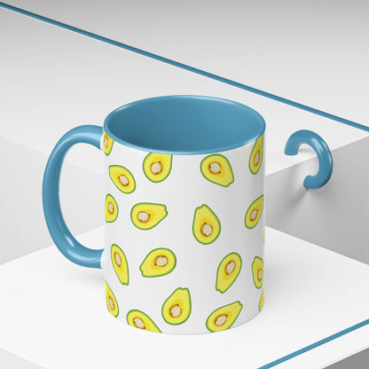 Avocado Pattern Coffee Mug — Cute Avocado Print Accent Mug (11/15oz)