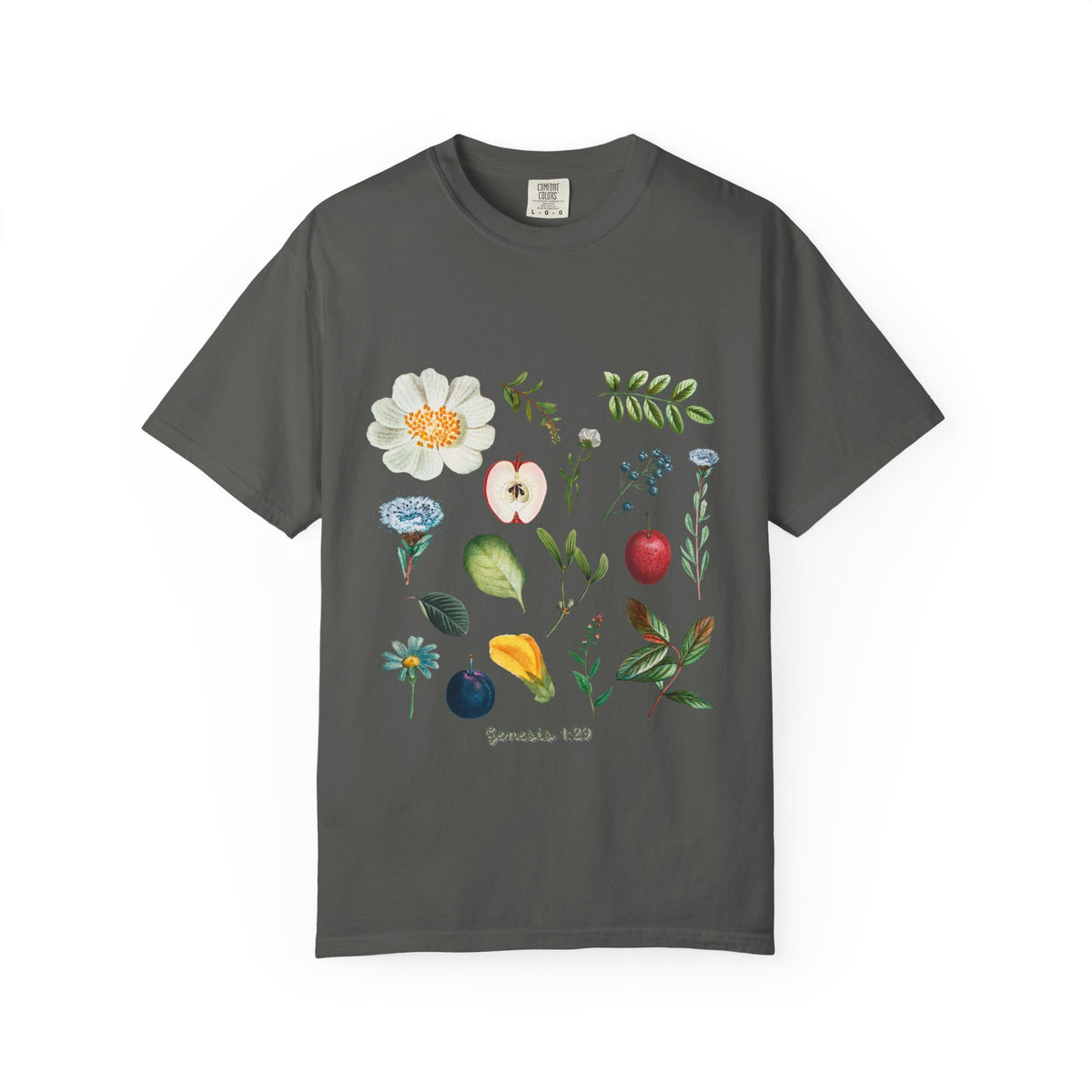 Floral Fruits Botanical Tee — Jeremiah 1:9 Scripture Garden T-Shirt