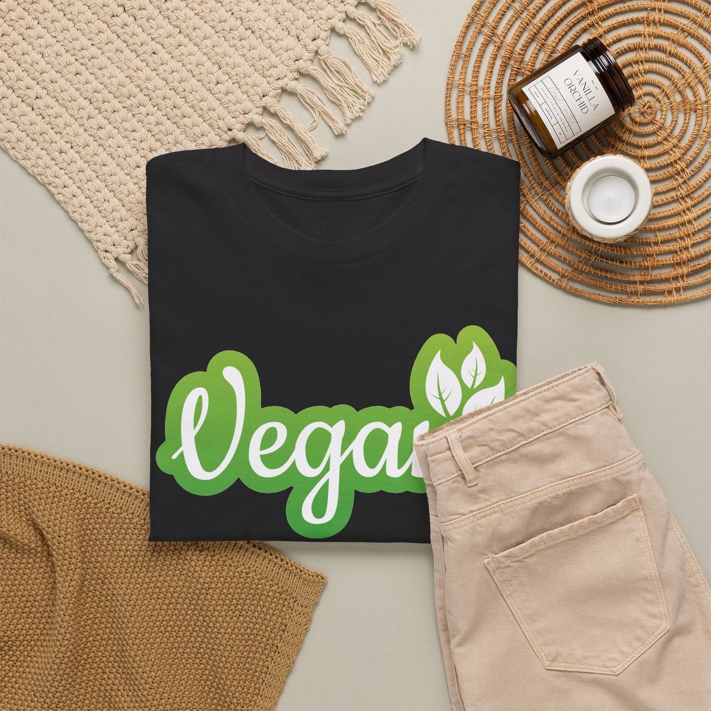 Vegan Script Tee — Green Leaf Eco-Friendly T-Shirt
