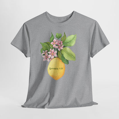 Lemon Blossom T-Shirt — Genesis 1:29 Floral Faith Tee