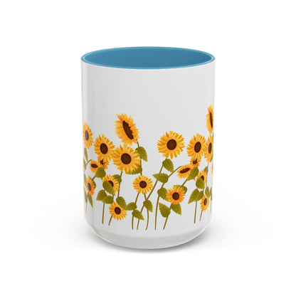 Sunflower Field Accent Tea Mug – Bright Floral 11/15oz Ceramic