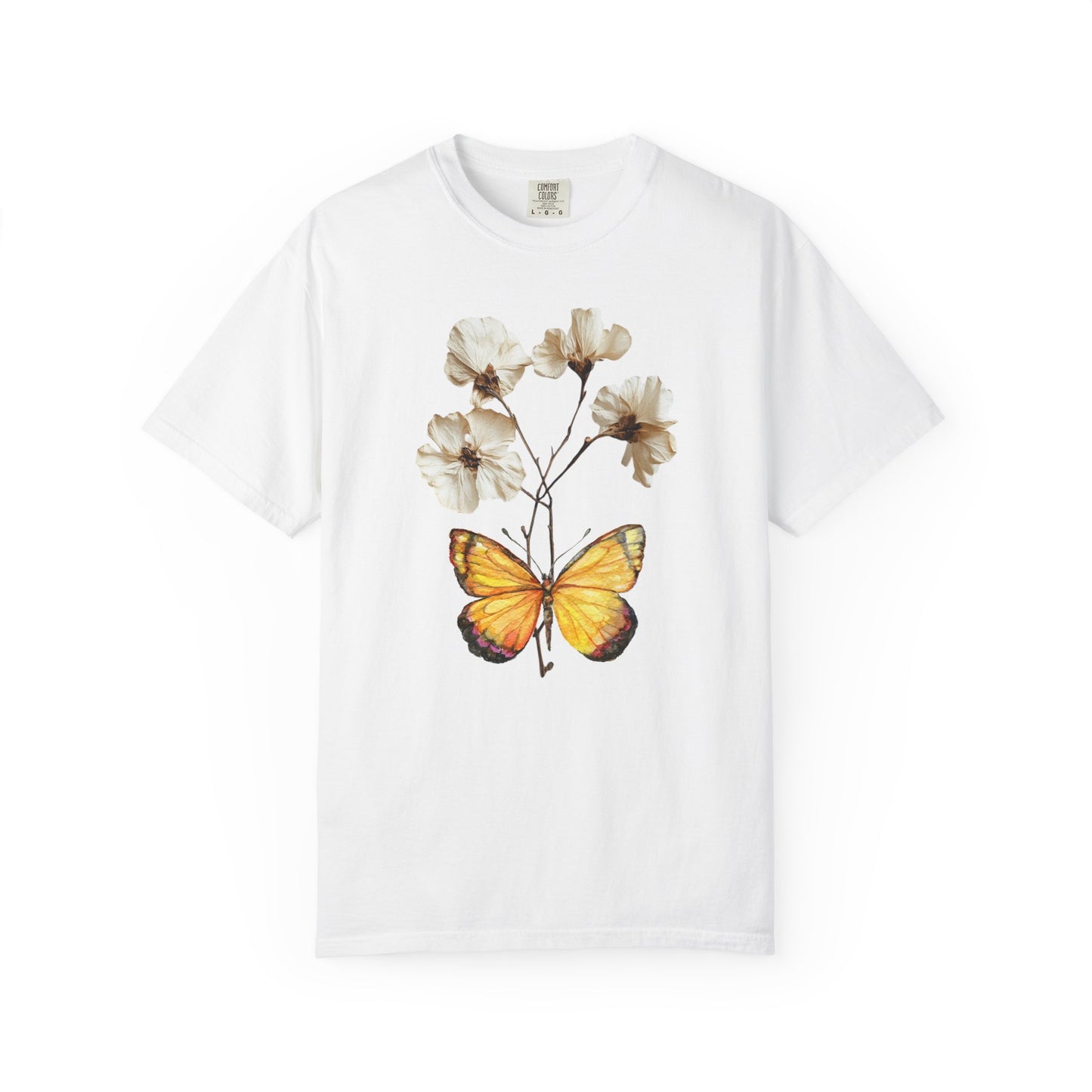 Butterfly & Dried Flowers Graphic T-Shirt — Vintage Botanical Tee