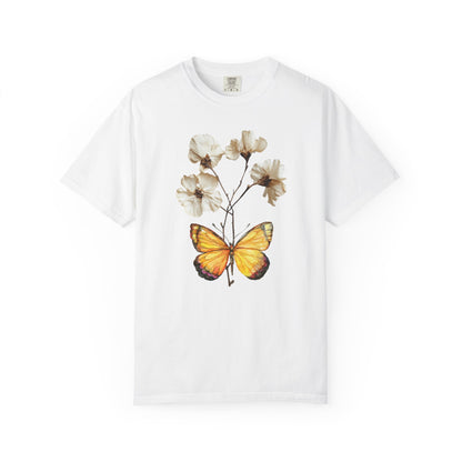 Butterfly & Dried Flowers Graphic T-Shirt — Vintage Botanical Tee