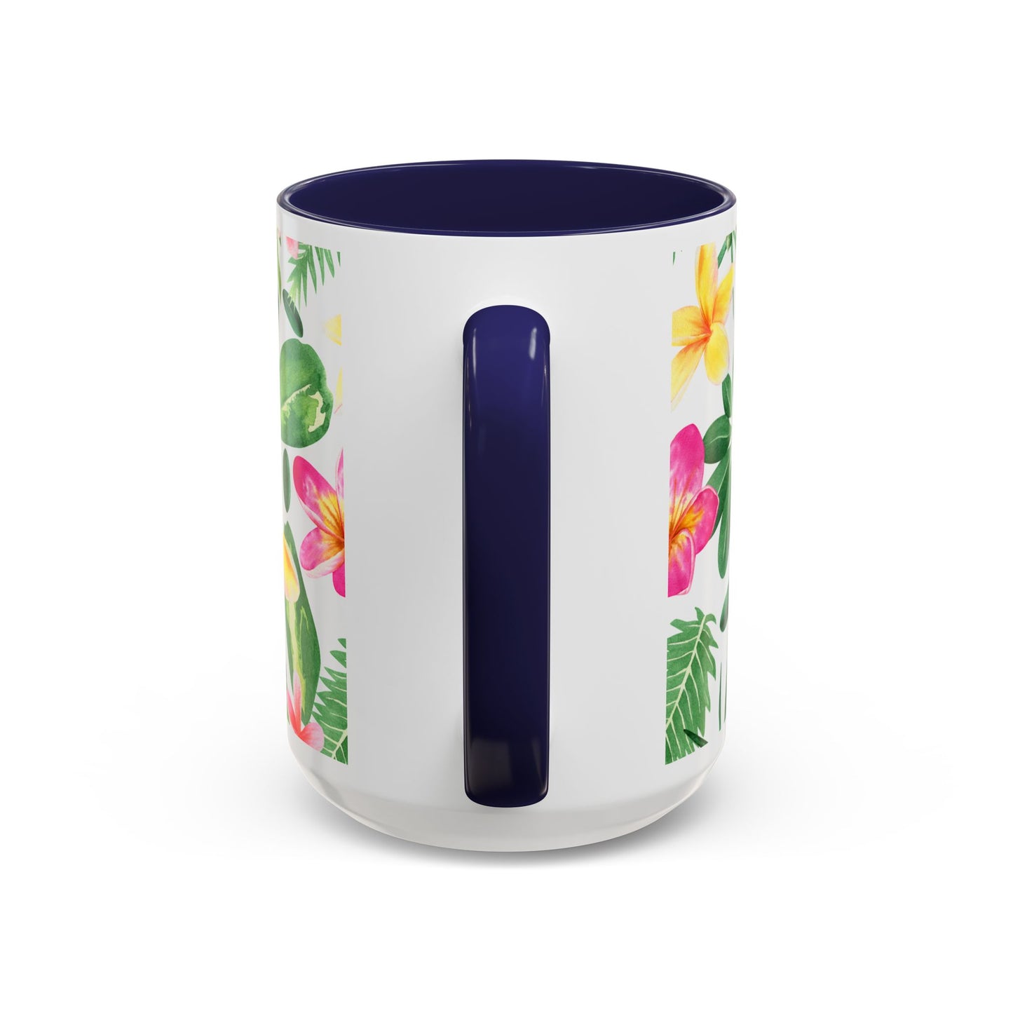 Tropical Floral Coffee Mug — Plumeria & Palm Accent Mug (11/15oz)