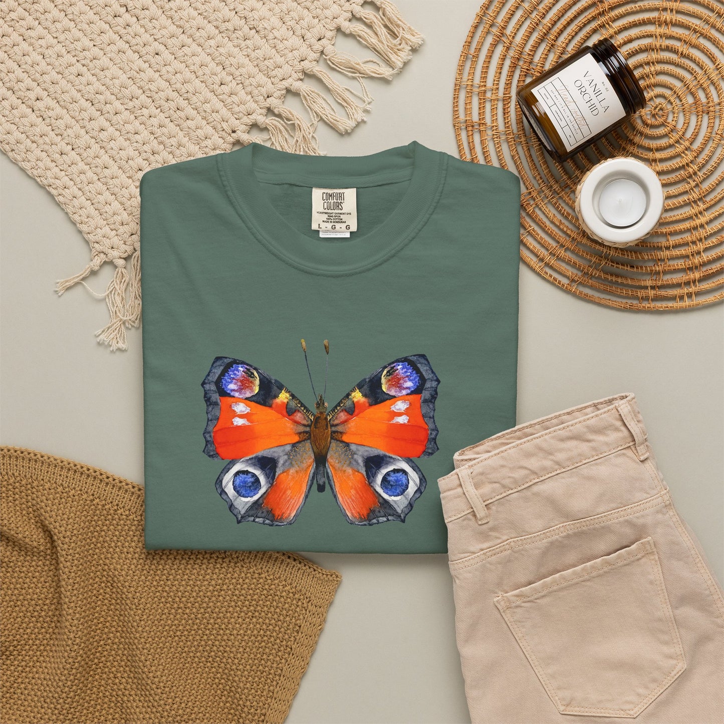 Butterfly Graphic T-Shirt — Peacock Eye Floral Tee