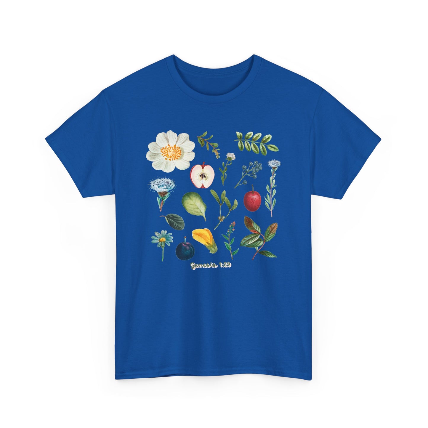 Botanical Fruit & Flower Tee — Watercolor Garden Illustration T-Shirt Genesis 1:29