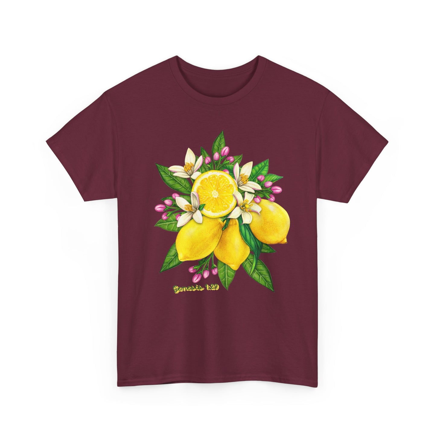 Lemon Blossom Tee — Botanical Citrus Graphic T‑Shirt (Genesis 1:29)