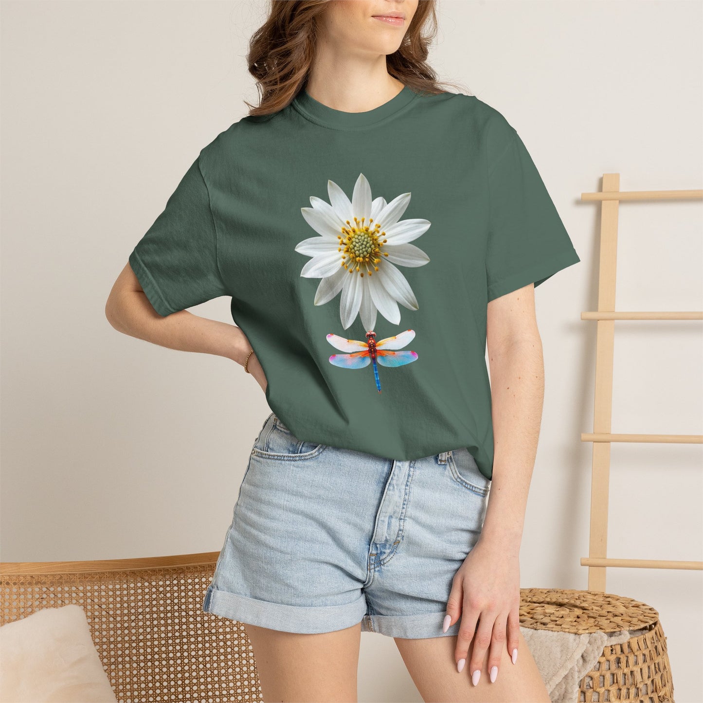 Lotus & Dragonfly T-Shirt — Floral Nature Graphic Tee
